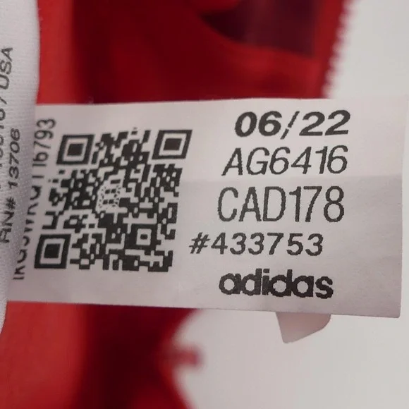 Adidas Jacket Red Black AG6416 Full Zip Track Top Soccer Athletic Boy's XL 18/20 - Picture 4 of 4